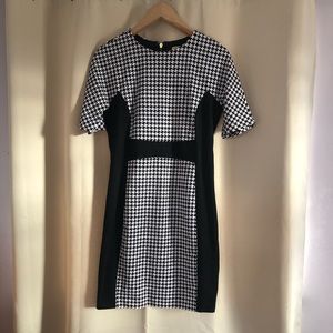 White and Black Patterned Midi Dress